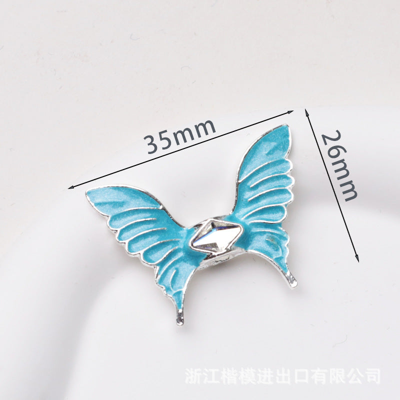 Wholesale 50PCS DIY Metal Electroplated Colorful Wings Butterfly Vertical Hole Loose Beads